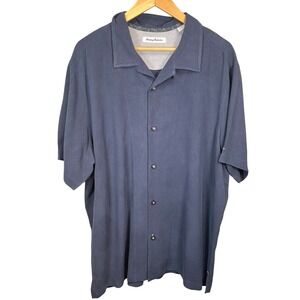Tommy‎ Bahama Men's Navy Silk Tropical Touchdown Football Camp Shirt XL